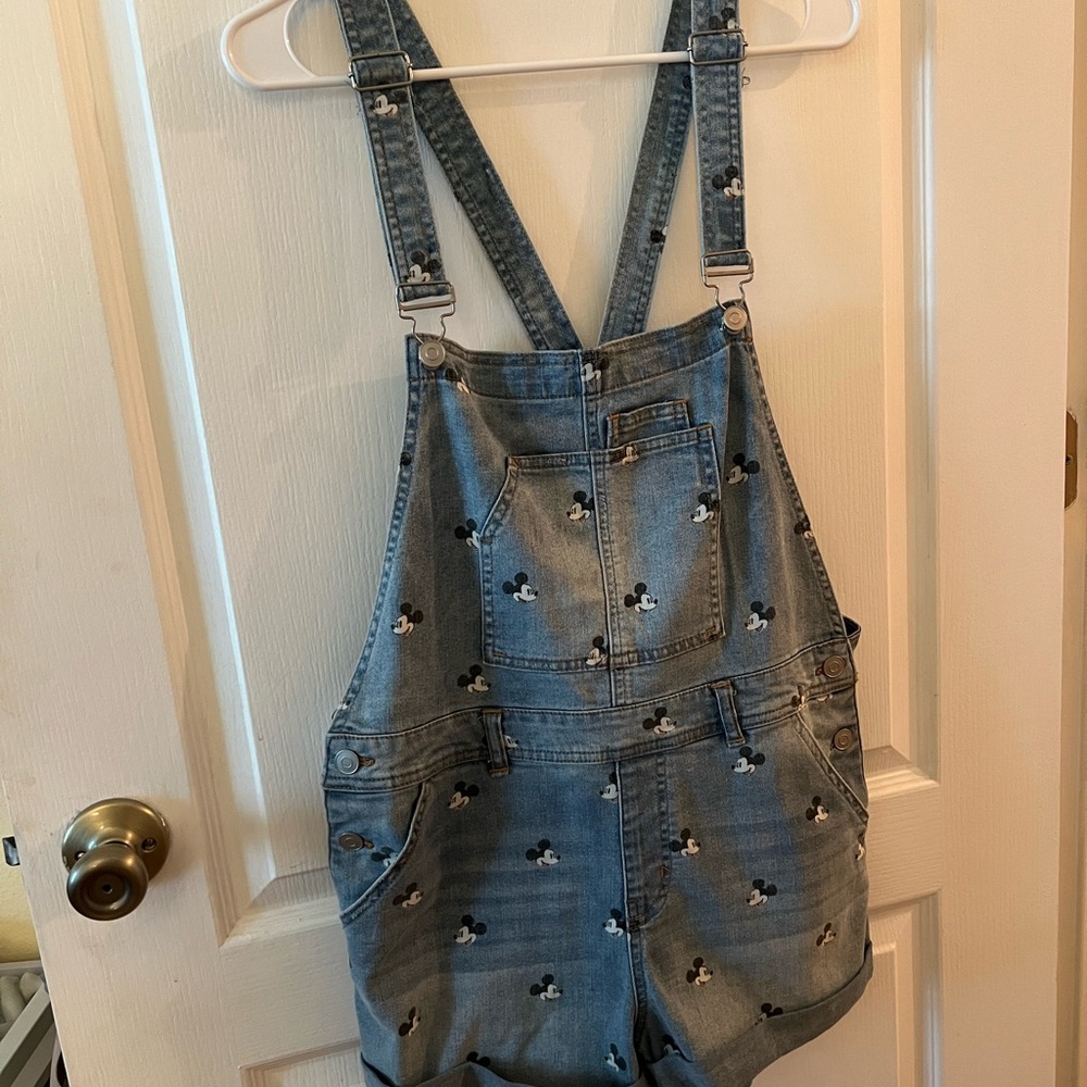 Denim Overalls with Mickey Mouse Print
